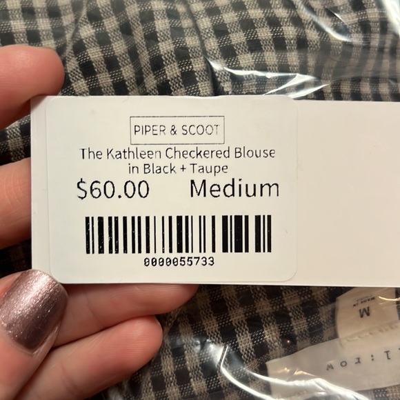 The Kathleen Checkered Blouse in Black & Taupe - Picture 6 of 6